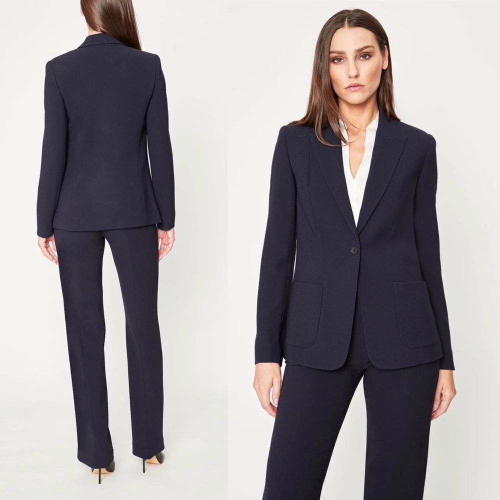 New Elie Tahari Wendy One Button Black Blazer 0